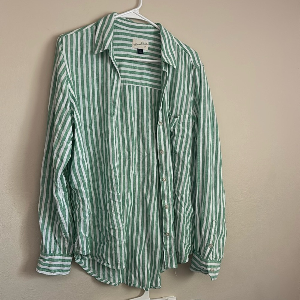 SET of striped linen/rayon shirt and shorts
